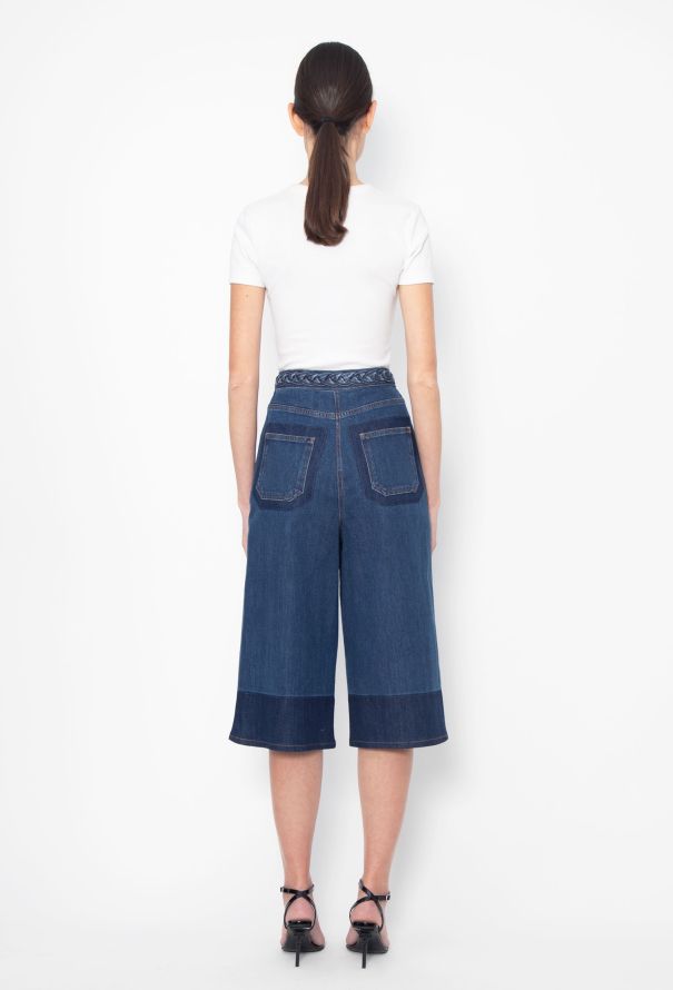 Valentino 2020 Braided Denim Culottes - 4