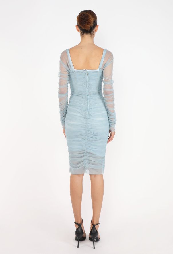 Dolce & Gabbana Ruched Lace-Up Tulle Dress, S/S 2019 - 5