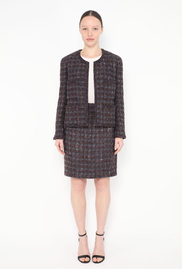 Chanel 1994 Houndstooth Tweed Skirt Ensemble - 2