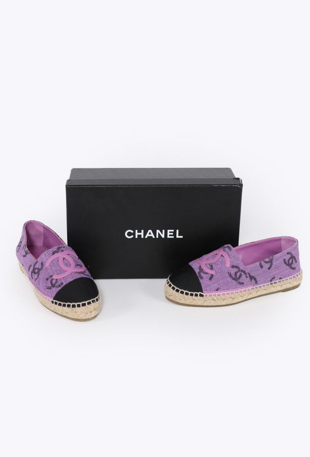 Chanel 2022 Denim Logo Espadrille Flats - 6