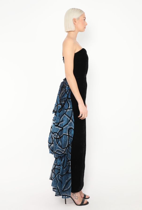 Velvet Organza Bustle Gown - 1