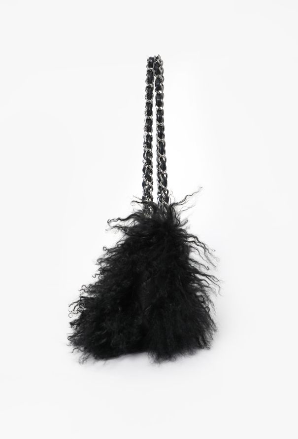 Chanel RARE 2008 Black Mongolian Shearling Tibet Flap Bag - 8
