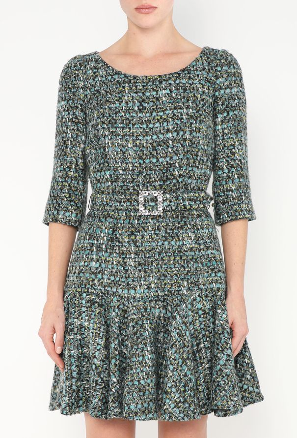 Dolce & Gabbana Tweed Belted Babydoll Dress - 1