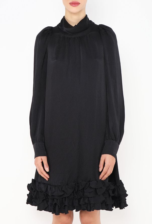 Balenciaga 2007 Ruffled Trim Silk Dress - 2