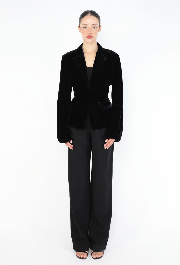 Gucci 1999 Velvet Bell-Sleeve Blazer - 3