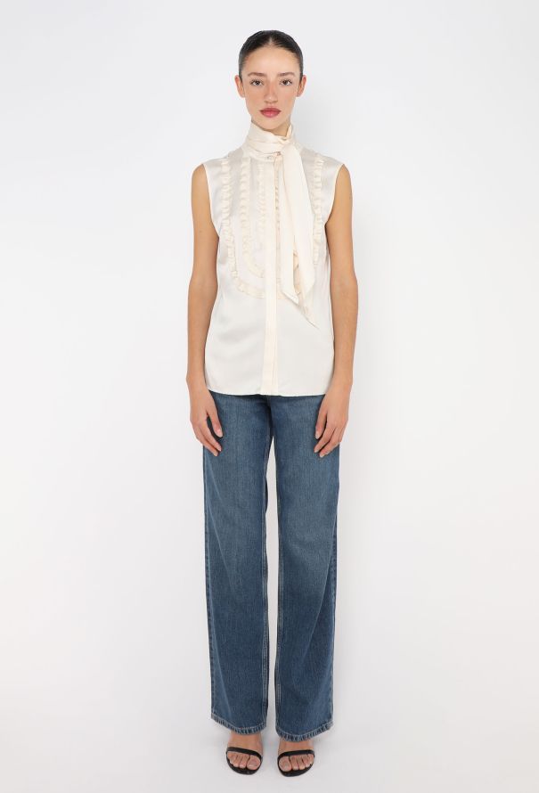 Chanel Ruffled Silk Lavallière Blouse - 3