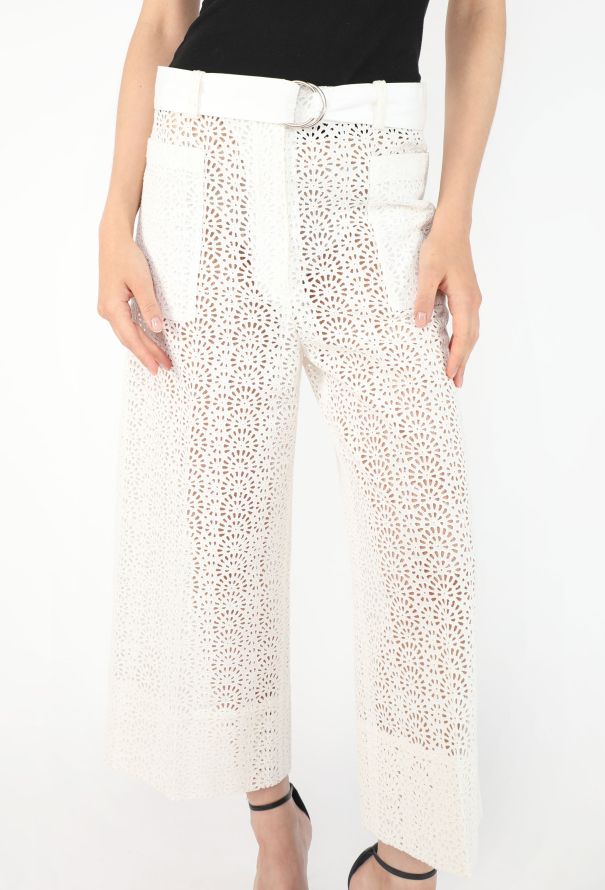 Céline Broderie Anglaise Belted Pants - 4