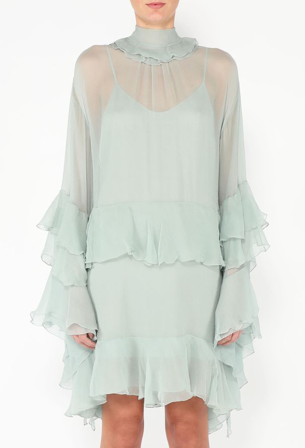 Chloé F/W 2024 Ruffled Chiffon Dress - 3