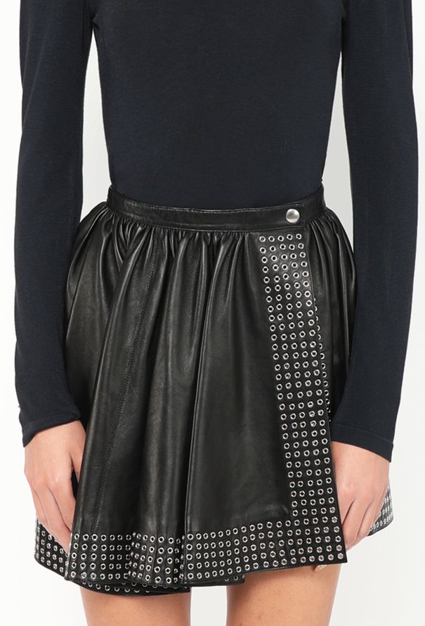 Alaïa S/S 2014 Leather Eyelet Skirt - 3