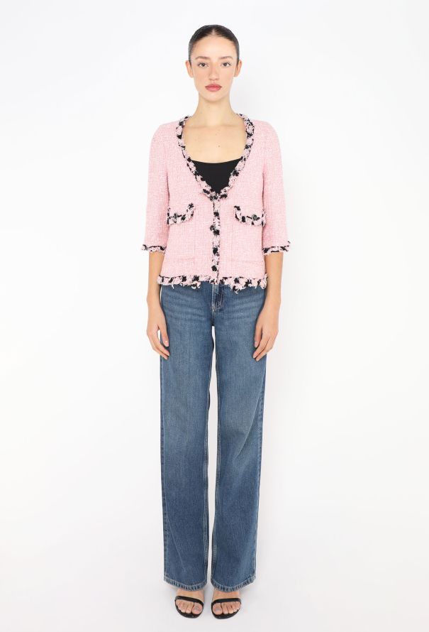 Chanel S/S 2007 Tweed Frayed Trim Jacket - 3