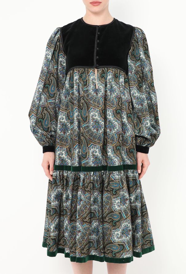 Saint Laurent Collector F/W 1977 Paisley Velvet Russian Dress - 2 Saint Laurent Collector F/W 1977 Paisley Velvet Russian Dress - 2