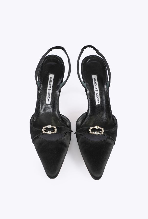 Manolo Blahnik Vintage Embellished Slingback Heels - 2