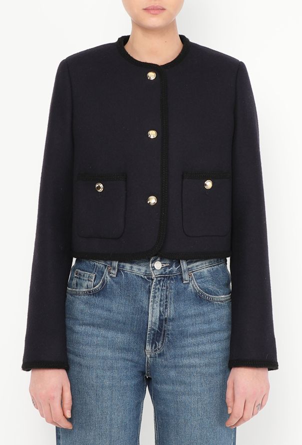 Miu Miu 2023 Navy Braided Trim Jacket - 1
