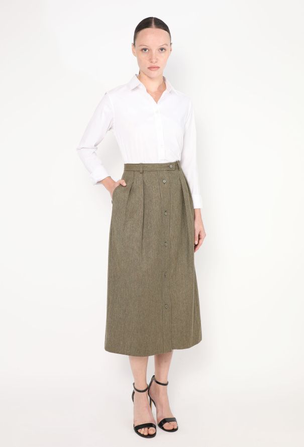 Saint Laurent Late '70s Pleated Button Skirt - 2