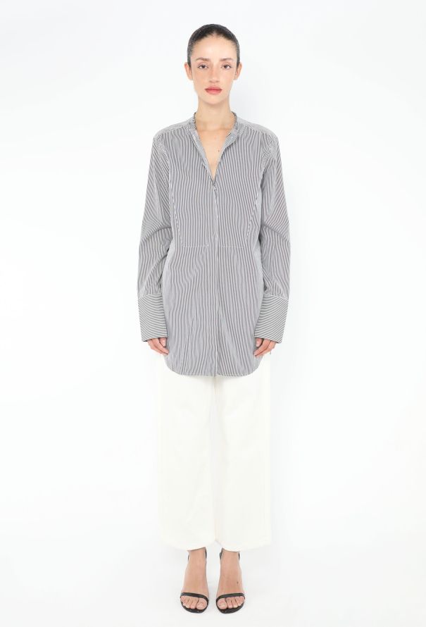 Céline Pinstripe Cotton Bib Tunic - 4