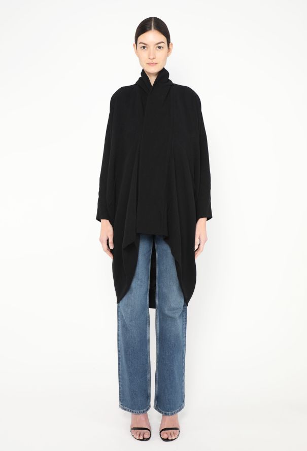 Rick Owens Draped Crêpe Shawl Coat - 4 Rick Owens Draped Crêpe Shawl Coat - 4