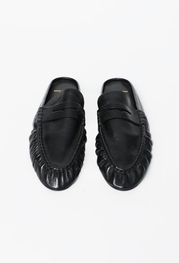 Saint Laurent Ruched Leather Penny Loafers, 2025 - 2