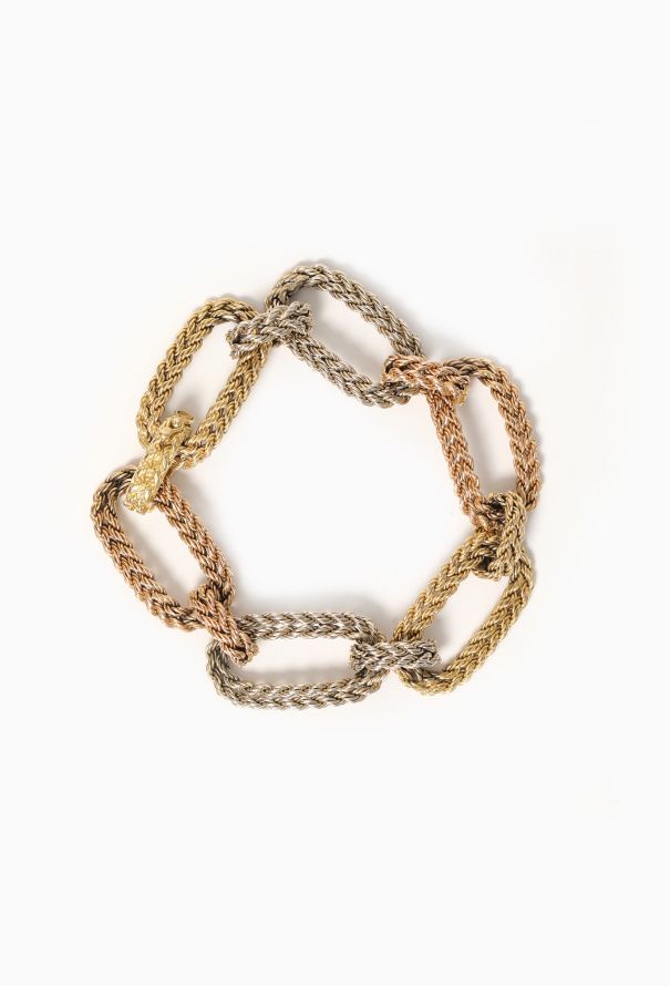 Vintage Fine Jewelry 1960s 18k Gold Braided Chainlink Bracelet - 1