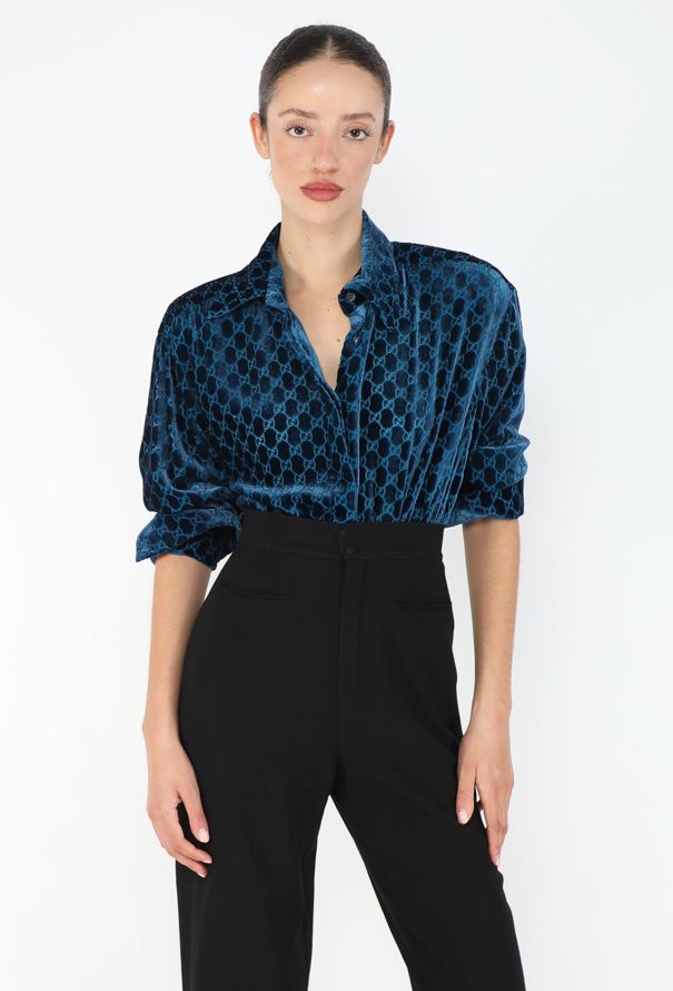 Gucci F/W 1997 Velvet Monogram Shirt - 4