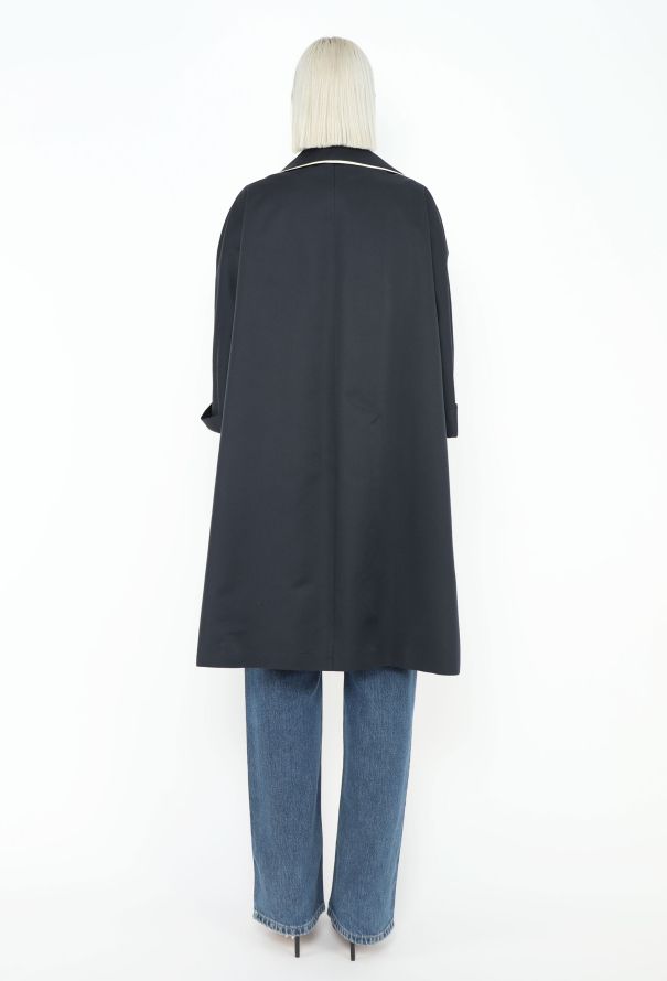 Prada Bicolor Trim Silk Coat - 4