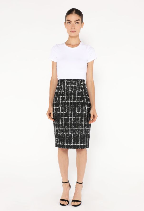 Chanel 2014 Tweed Checkered Skirt - 3