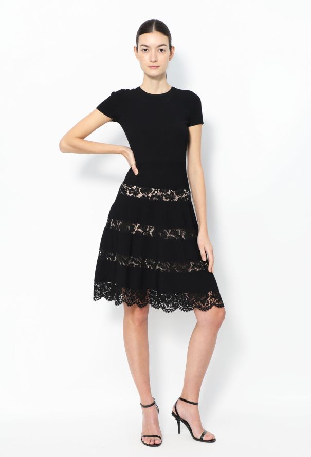 Valentino Flared Lace Trim Dress - 1