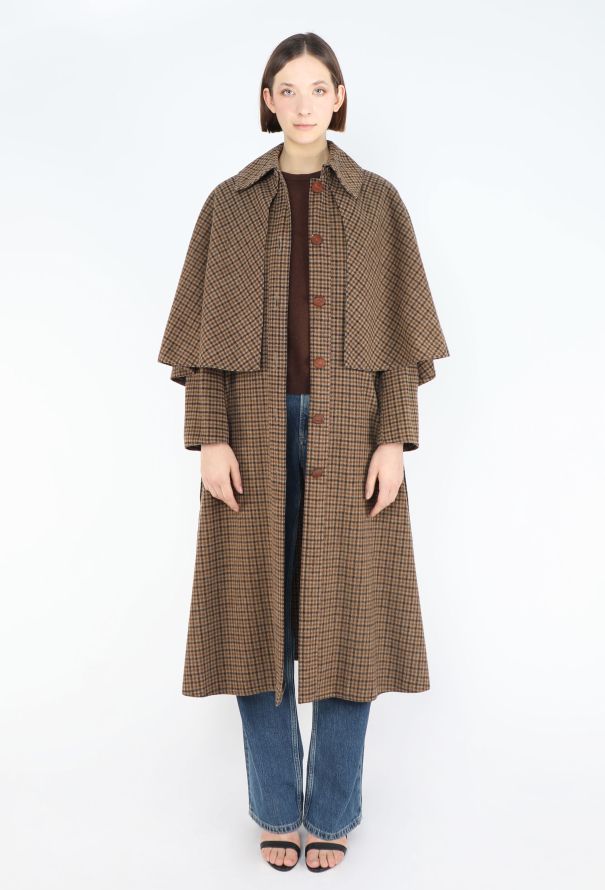 Céline '70s Calèche Belted Capelet Coat - 2