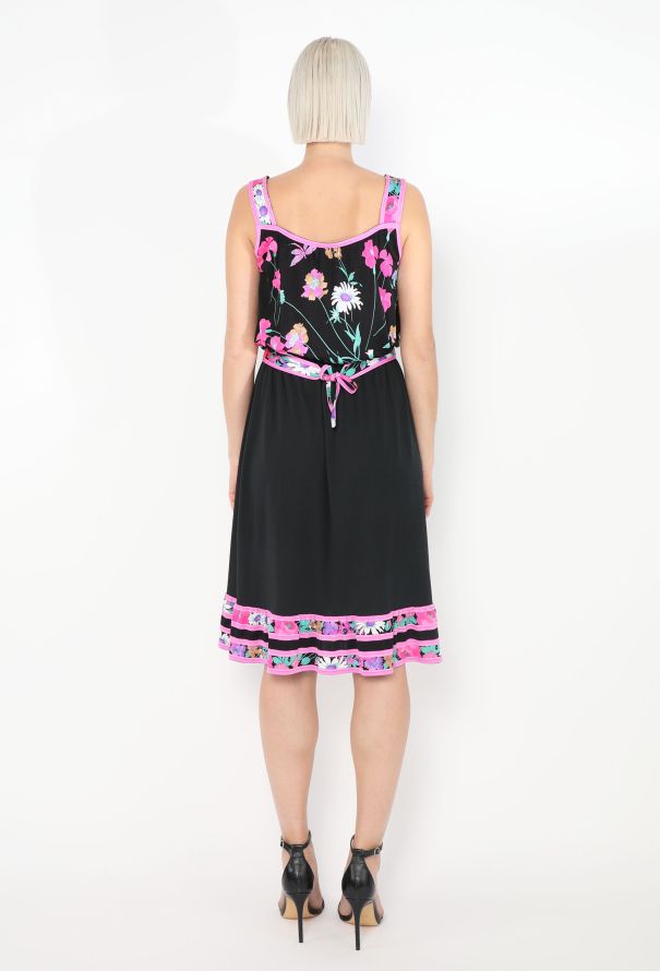 Vintage 1980's Floral Print Dress with Belt and Lace Collar