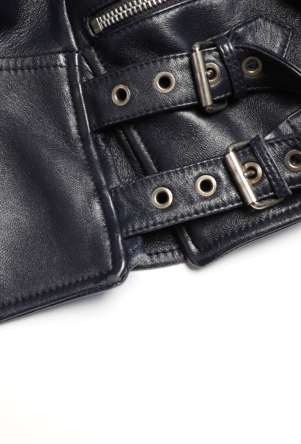Céline Navy Leather Biker Jacket - 13