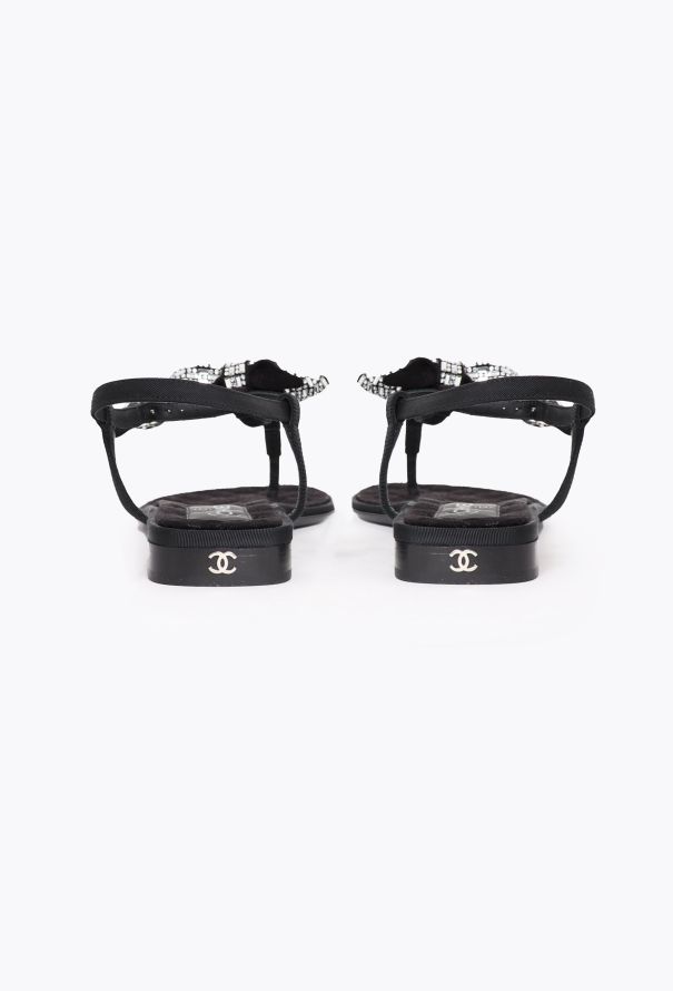 靴 Chanel tweed bow sandals 2023 Quilted Embellished Bow Sandals - Chanel | Authentic
