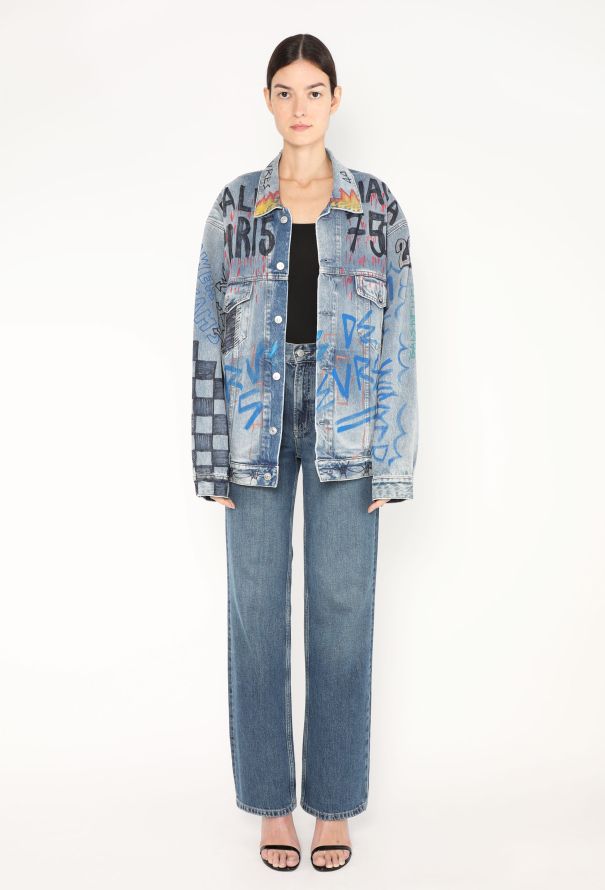 Balenciaga 2018 Hand-Painted Denim Jacket - 4 Balenciaga 2018 Hand-Painted Denim Jacket - 4