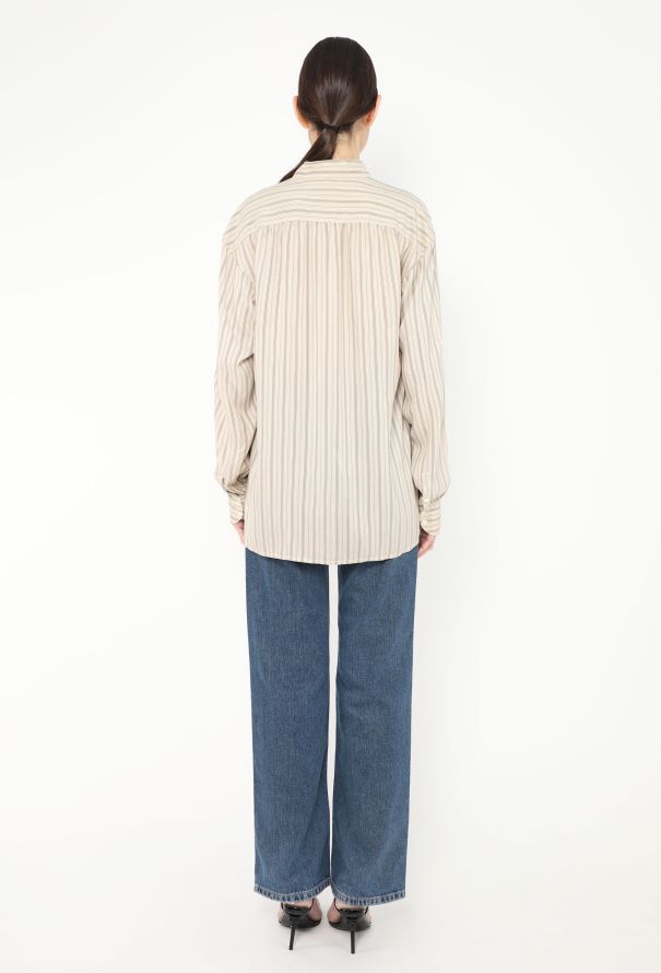 Saint Laurent Vintage Striped Silk Tunic - 4 Saint Laurent Vintage Striped Silk Tunic - 4