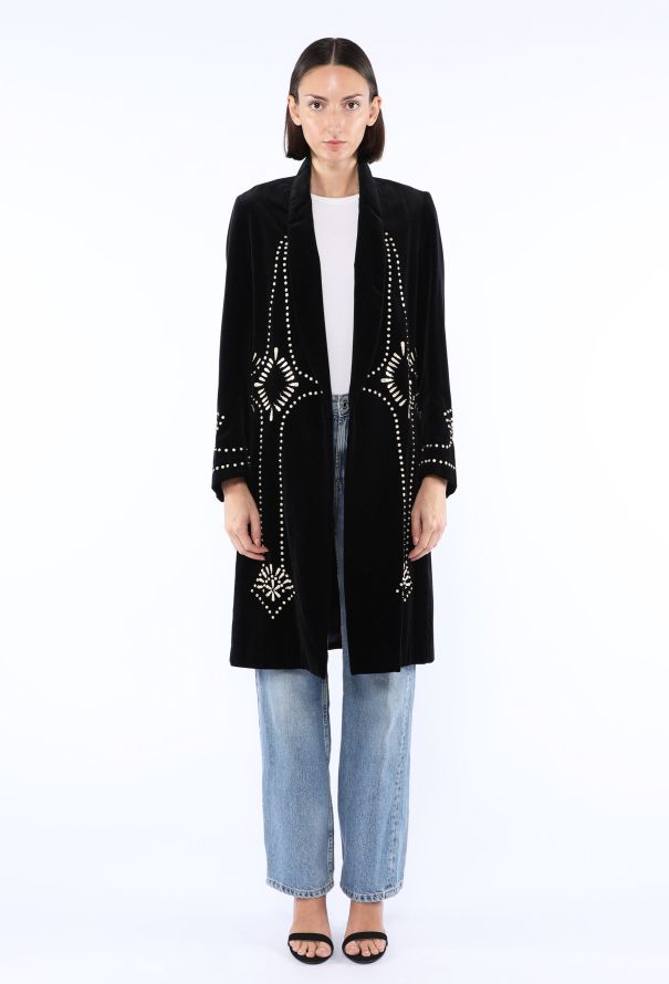 Dries Van Noten Velvet Embellished Belted Coat, F/W 2016 - 5