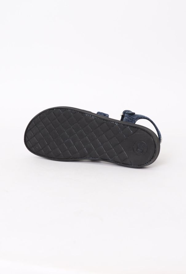 Chanel 2019 Embellished 'CC' Denim Sandals - 5 Chanel 2019 Embellished 'CC' Denim Sandals - 5