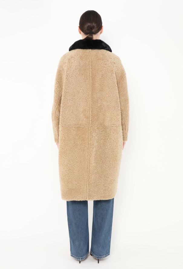 Prada 2018 Shearling Fur Collar Coat - 6