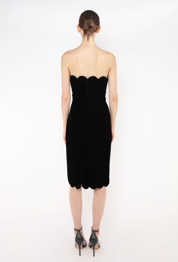 Saint Laurent 2022 Velvet Strass Trim Dress - 6