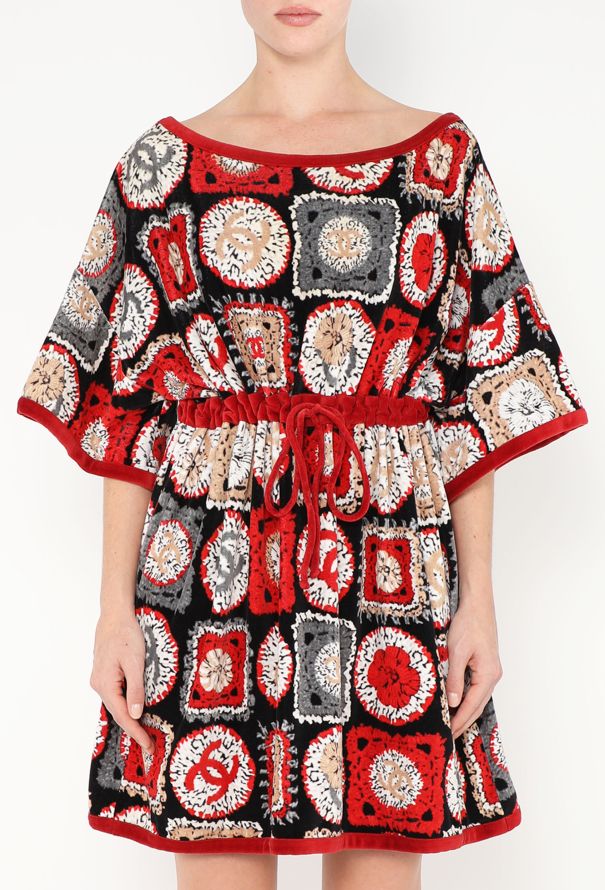 Chanel Printed Velvet Drawstring Tunic - 2 Chanel Printed Velvet Drawstring Tunic - 2