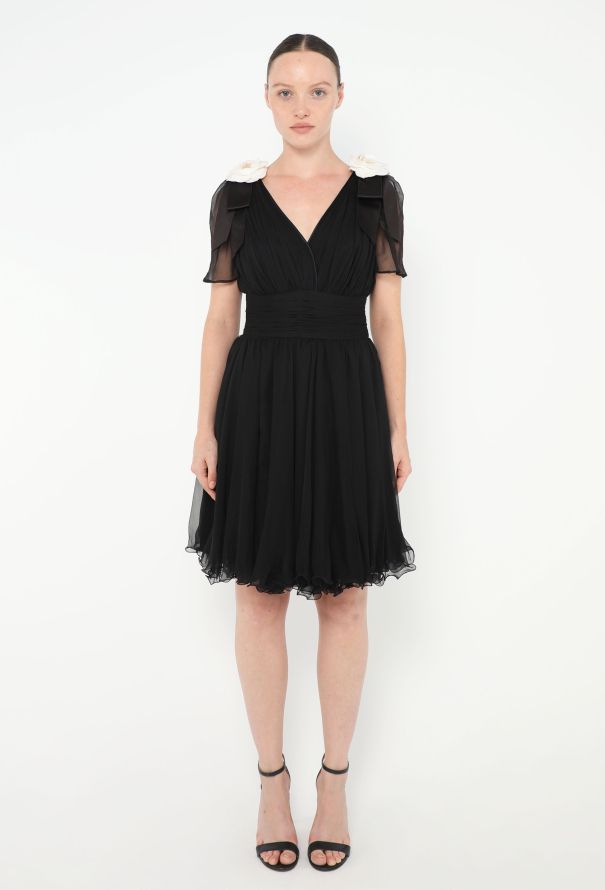 Gathered Chiffon Camélia Dress - 1