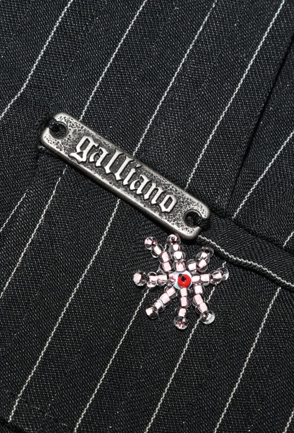 John Galliano Floral Beaded Pinstripe Suit - 9