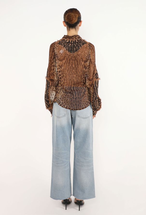 Saint Laurent Leopard Beaded Silk Blouse, S/S 2002 - 4