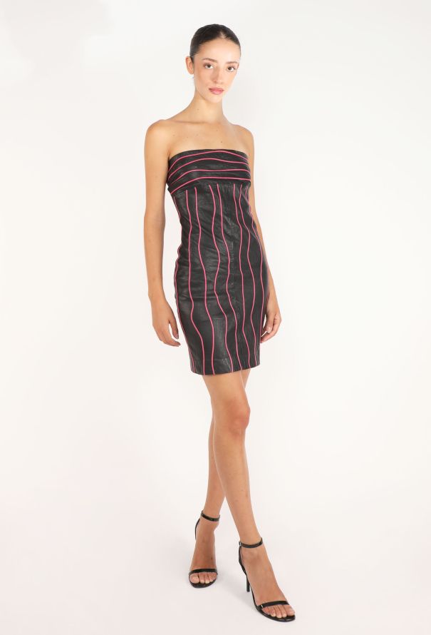 Mario Valentino Leather Strapless Dress, 1990s - 4