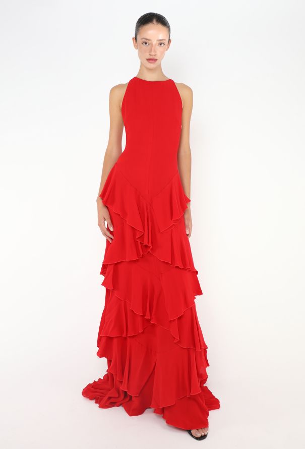 Valentino S/S 2002 Ruffled Georgette Gown - 5