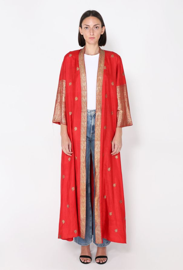 Brocade Trim Silk Overcoat, 1960s - 1