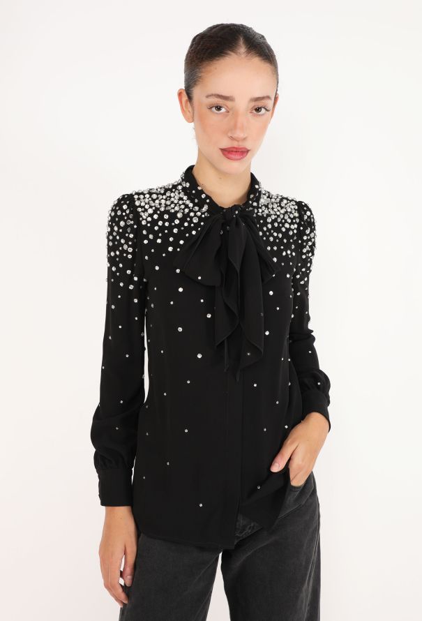 Saint Laurent Embellished Lavallière Blouse, S/S 2015 - 1