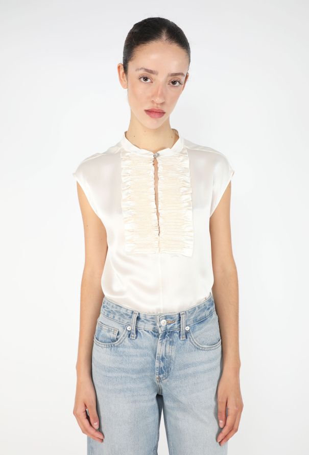 Chanel Pleated Silk Bib Blouse, 2020 - 2