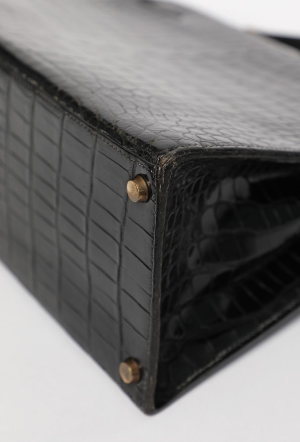 Hermès Black Porosus Kelly Sellier 32, 1964 - 7