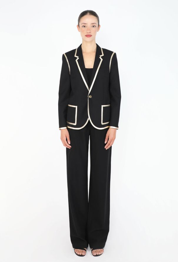 Saint Laurent Metallic Leather Trim Blazer, S/S 2018 - 3