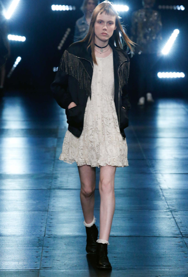 Saint Laurent S/S 2016 Ruffled Lace Dress - 2