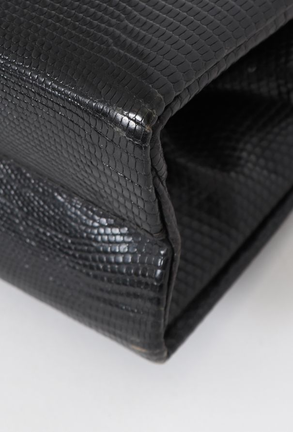 '60s Black Lizard Top Handle Bag - 9 '60s Black Lizard Top Handle Bag - 9