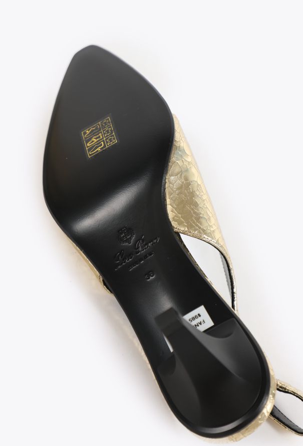 Loro Piana 2024 Rebecca Cracked Metallic Slingbacks - 5